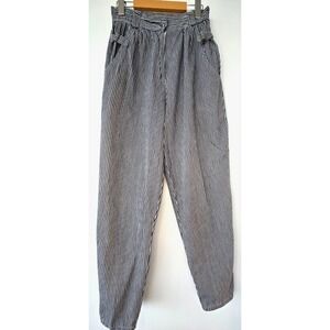 Vtg Cotton Highwaisted Taper Pants Blue Striped Nautica Preppy Retro 90s Coquett